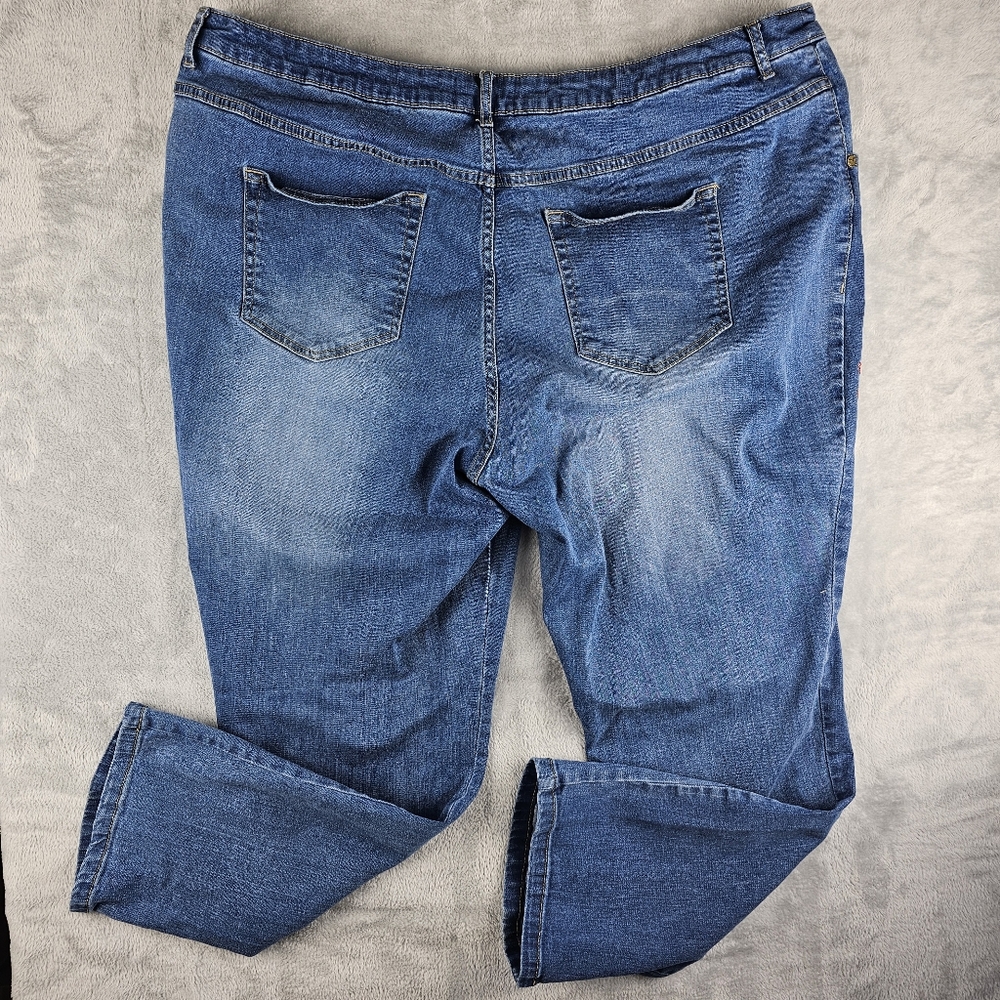 Woman Within Embroidered Floral Blue Jeans Women's Size 24W - Picture 11 of 11